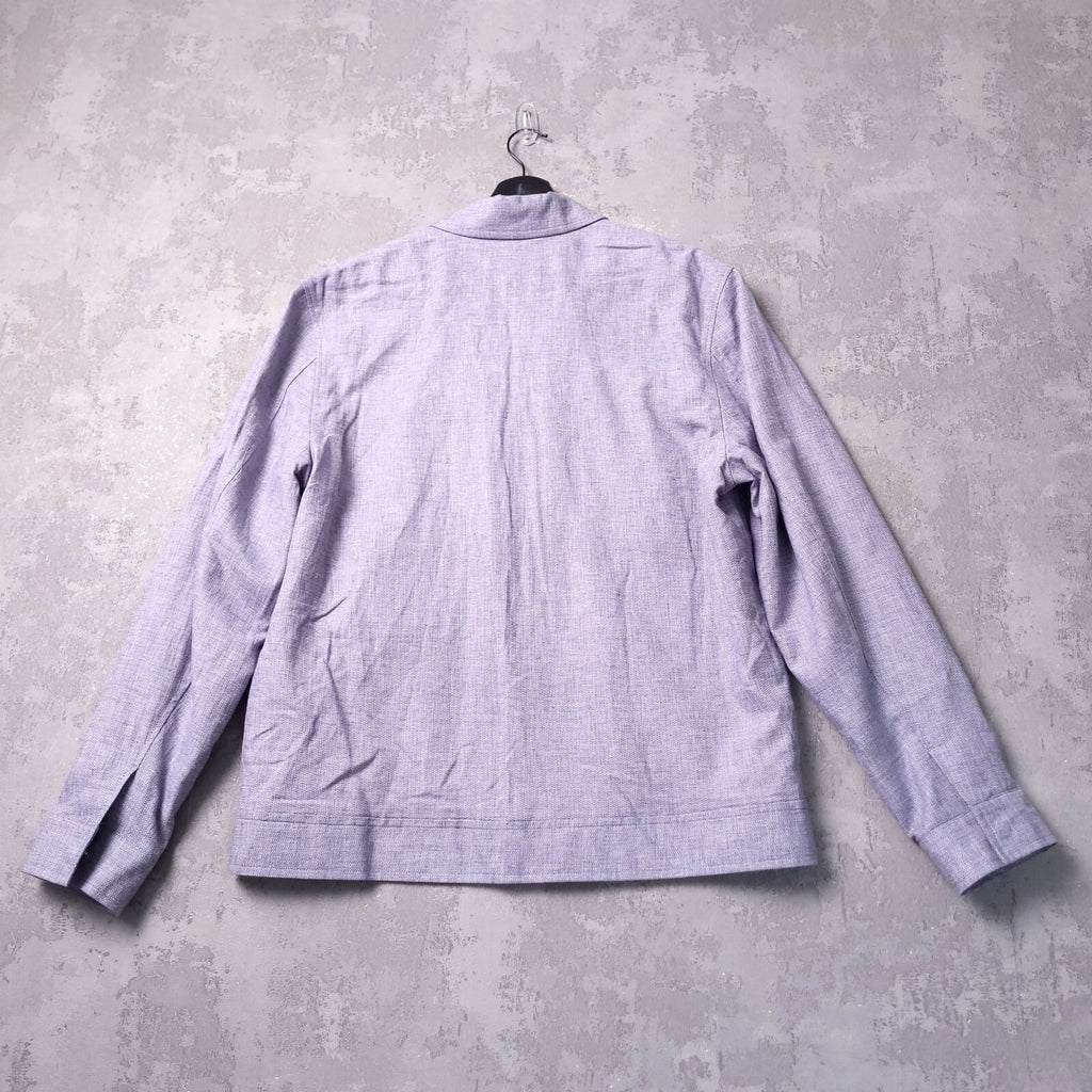 Next Linen Jacket Mens Medium Regular Fit Blue Harrington Chore Work Full Zip