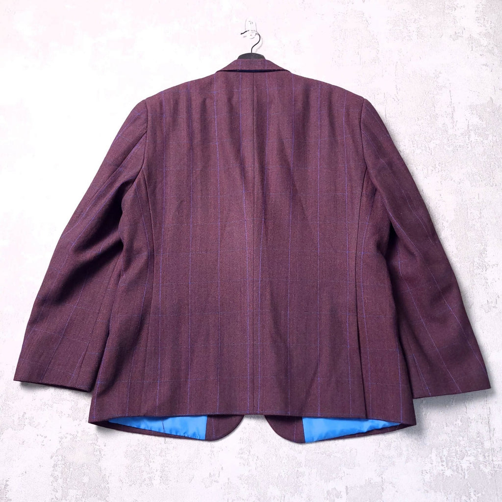 Harry Brown Tweed Blazer Jacket Mens 46S Regular Fit Burgundy Blue Check Sport