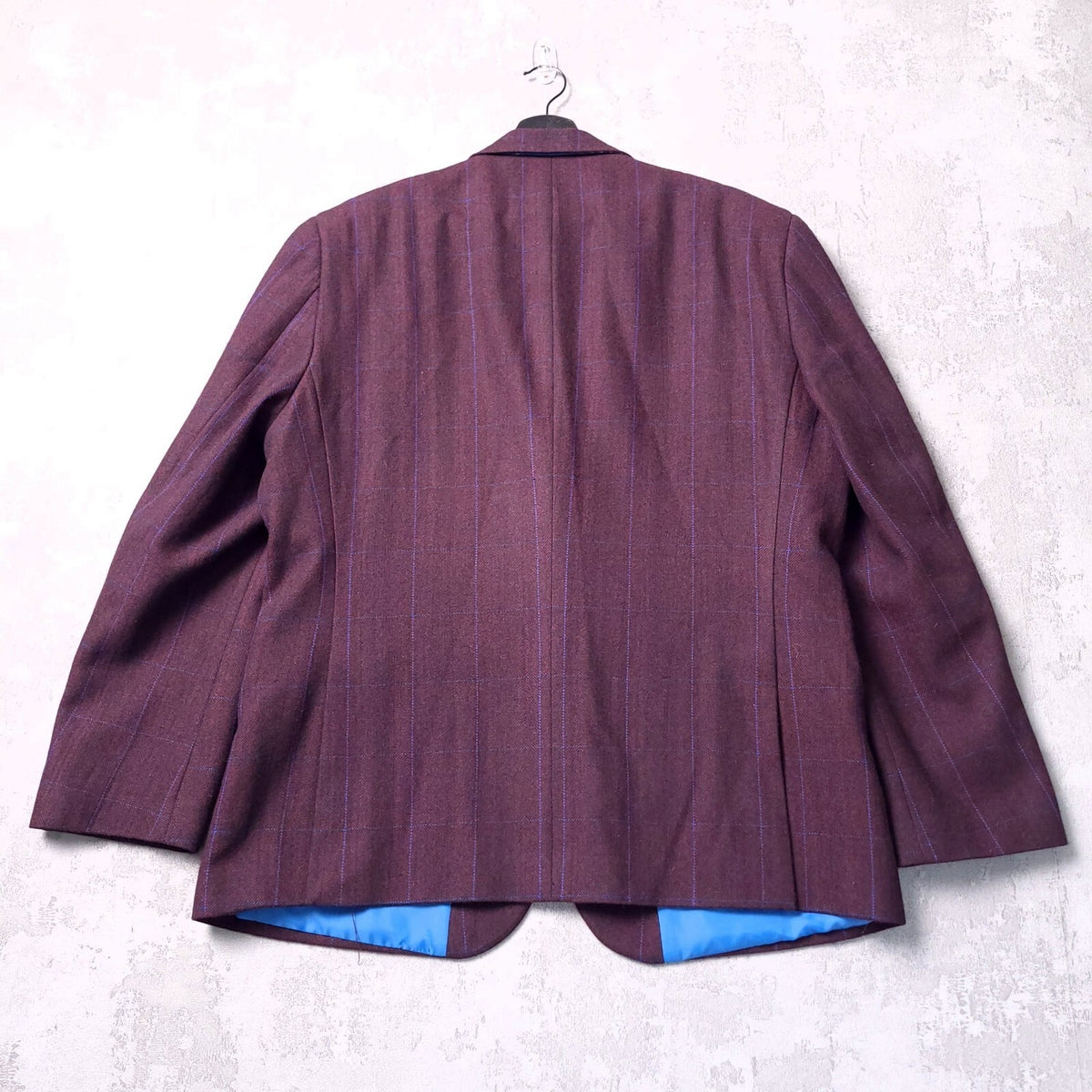 Harry Brown Tweed Blazer Jacket Mens 46S Regular Fit Burgundy Blue Check Sport