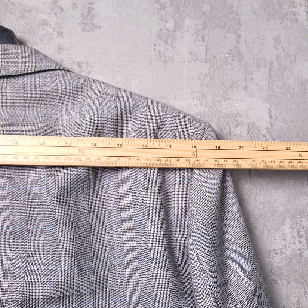 Vintage St Michael Tweed Blazer Jacket Mens 42R Regular Fit Grey Blue Check