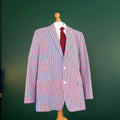 Brooks Brothers Seerscuker Blazer Jacket Mens 46L  Red Blue Cotton Check Sport