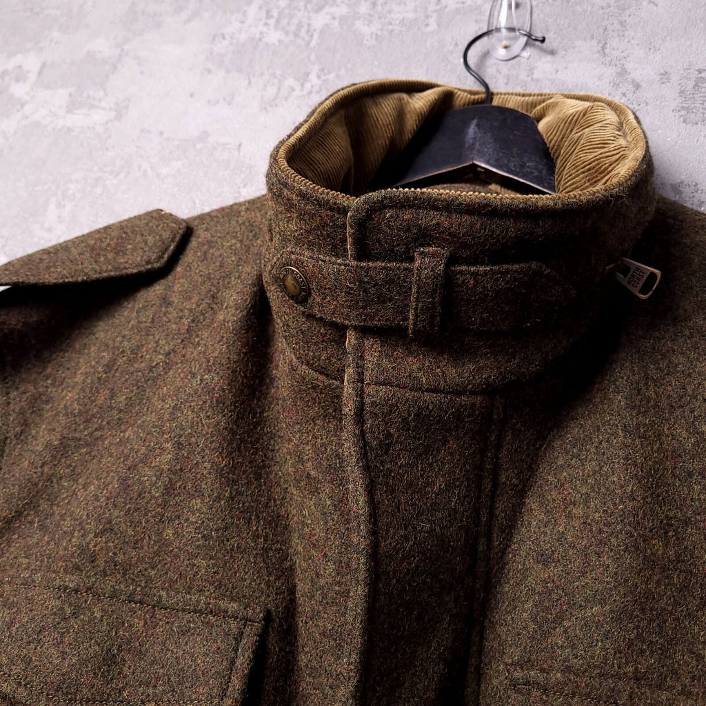 Marks & Spencer Wool Tweed Overcoat Jacket Mens XL Regular Fit Khaki Field