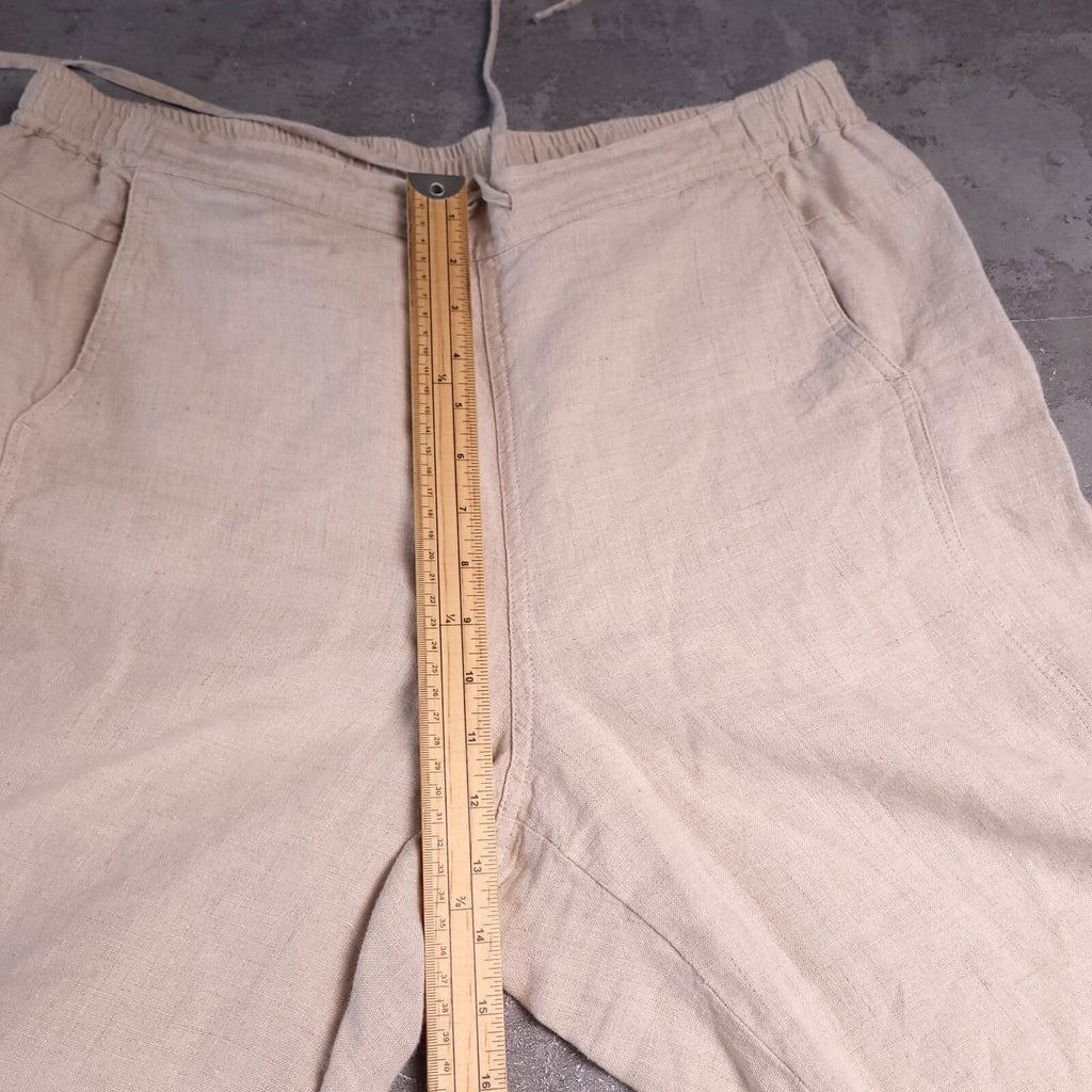 Orvis Linen Trousers Mens L Regular Fit Beige Elasticated Waist Drawstring