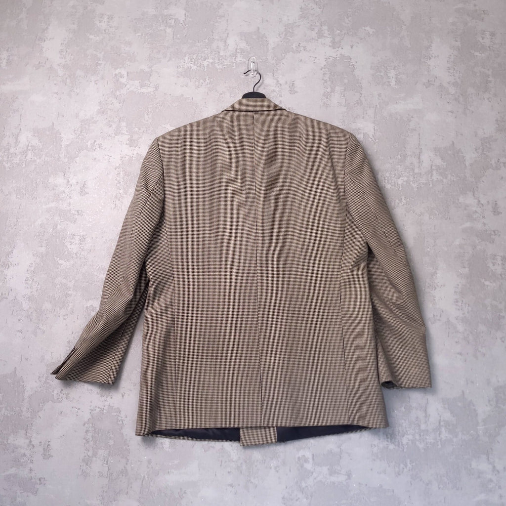 Ciro Citterio Tweed Blazer Jacket Mens 44R Regular Fit Brown Houndstooth Check