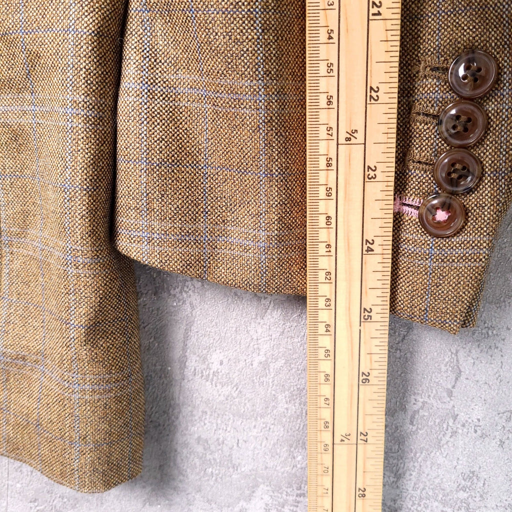 Mark Westwood Tweed Blazer Jacket Mens 42R Regular Fit Brown Blue Check Sport