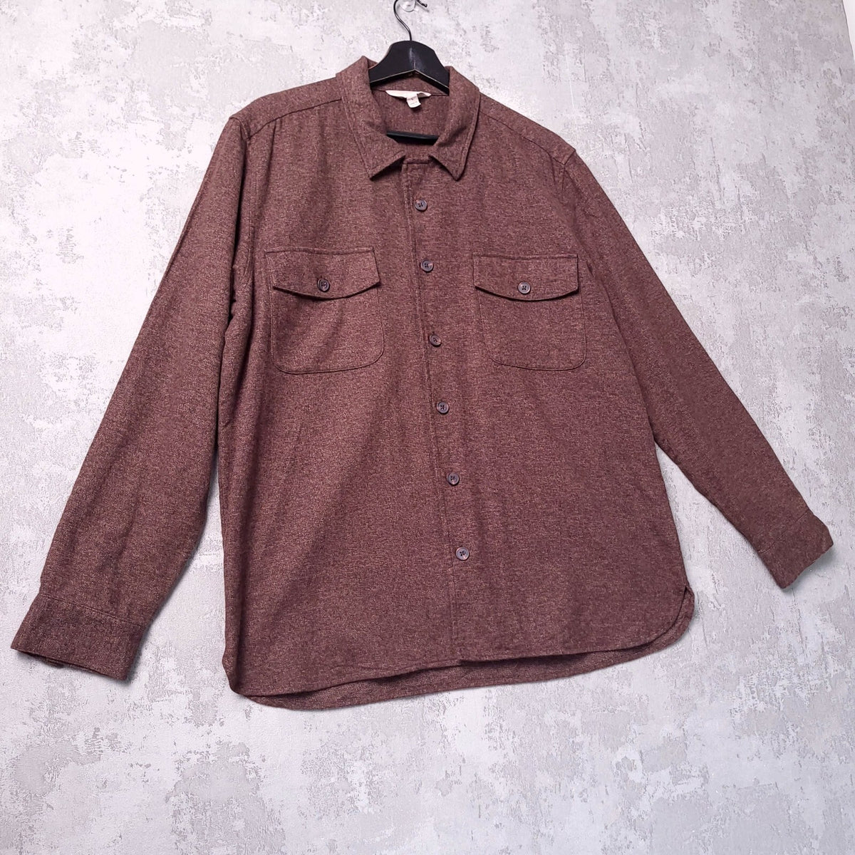Seasalt Overshirt Shirt Mens L Regular Fit Brown Button Down Long Sleeve Cotton