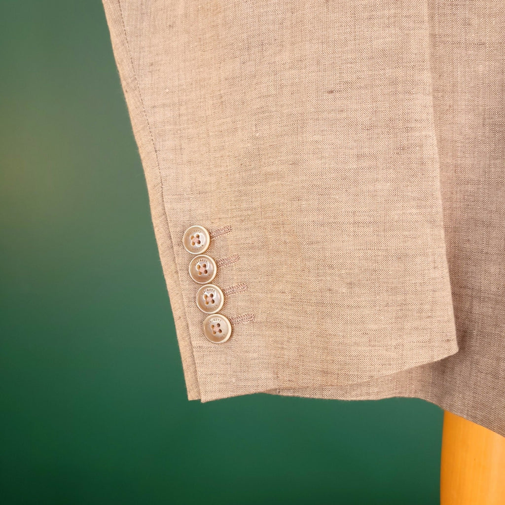 Hackett Linen Blazer Jacket Mens 42R Regular Fit Tan Sport Coat Two Button