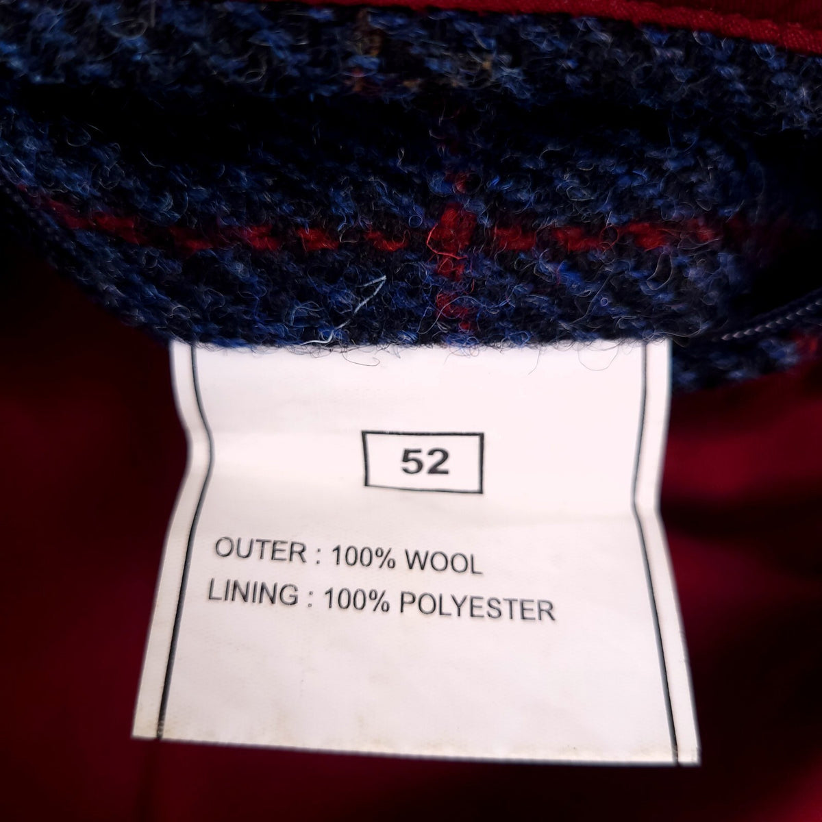 Peter Christian Harris Tweed Bomber Jacket Mens 52R Regular Fit Blue Check Wool