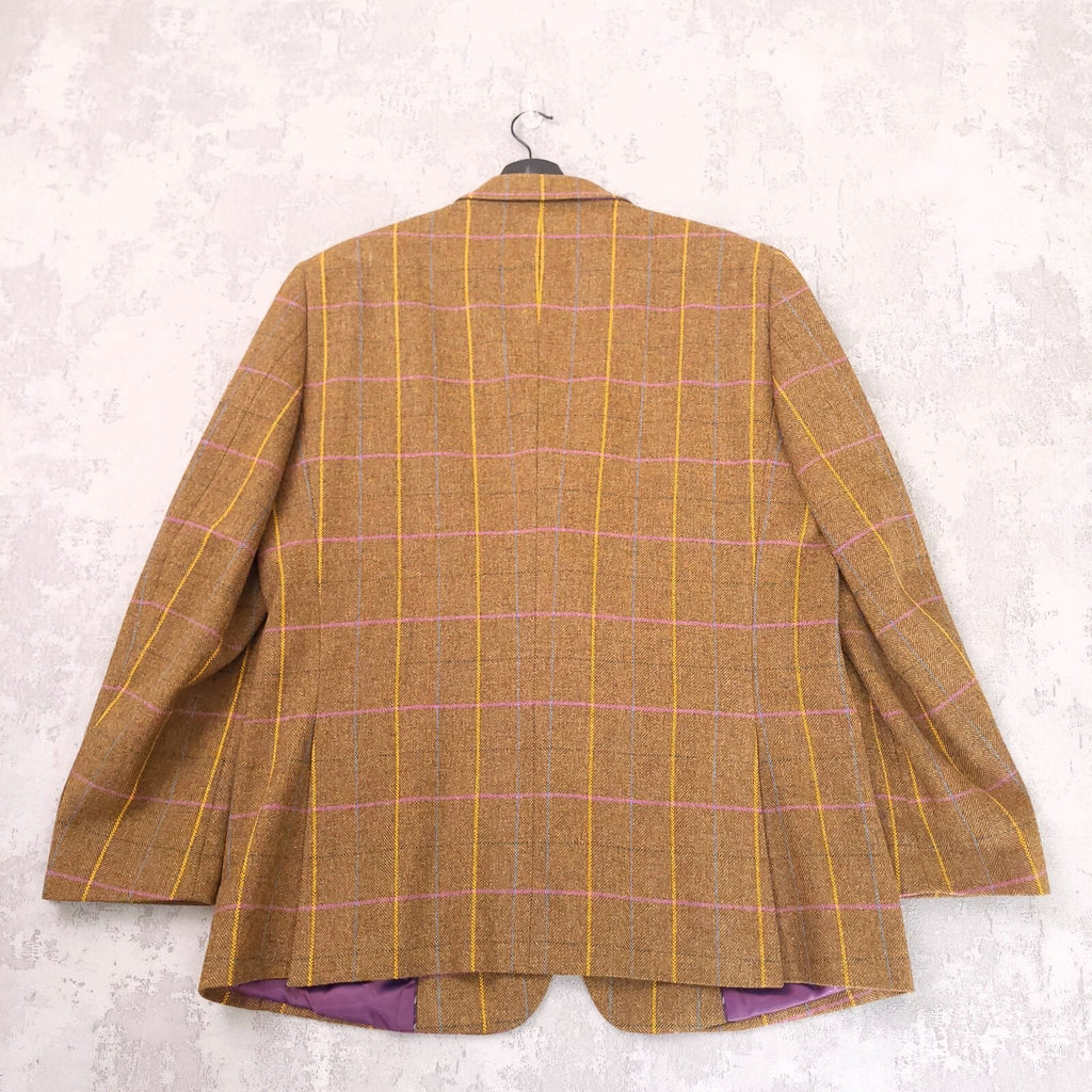 Brook Taverner Moon Tweed Blazer Mens 44R Brown Check Wool Jacket