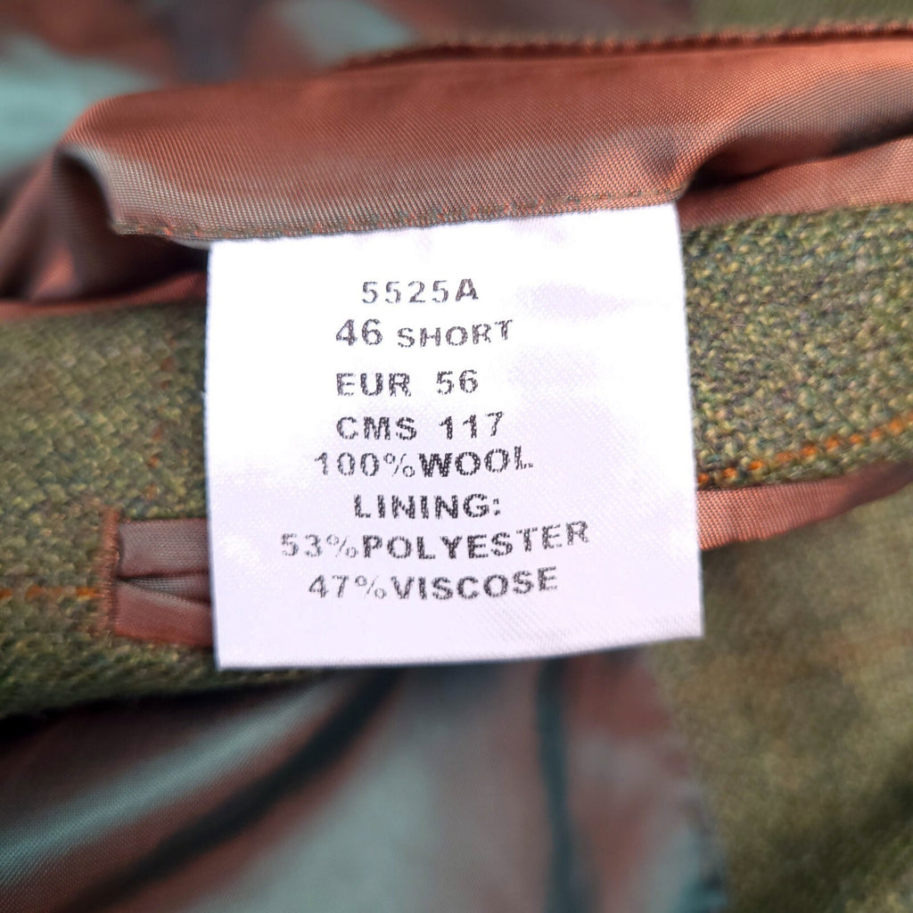 Brook Taverner Tweed Blazer Jacket Mens 46S Regular Fit Green Check Sport Coat