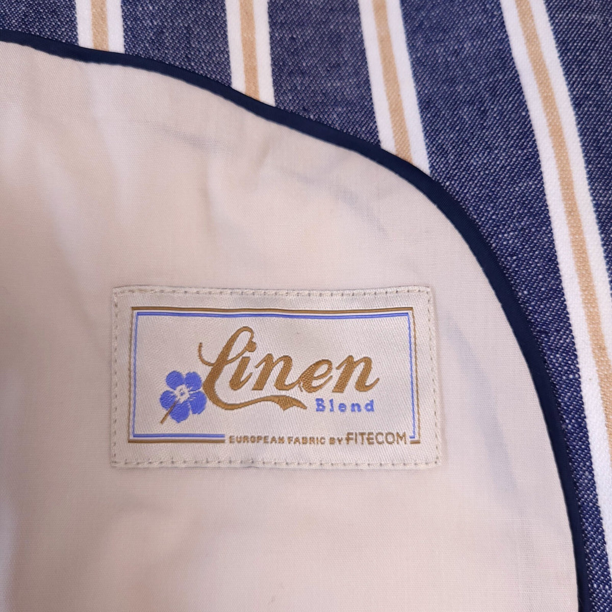 Brook Taverner Linen Blazer Mens 46S Short Fit Blue White Stripe Jacket Boating