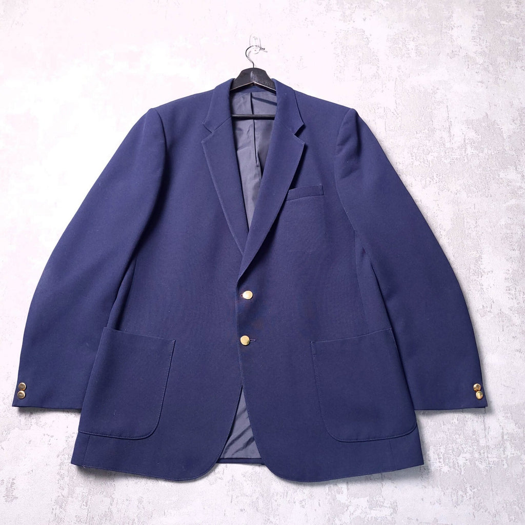 Marks & Spencer Blazer Jacket Mens 44L Reg Fit Navy Blue Sport Coat Gold Buttons