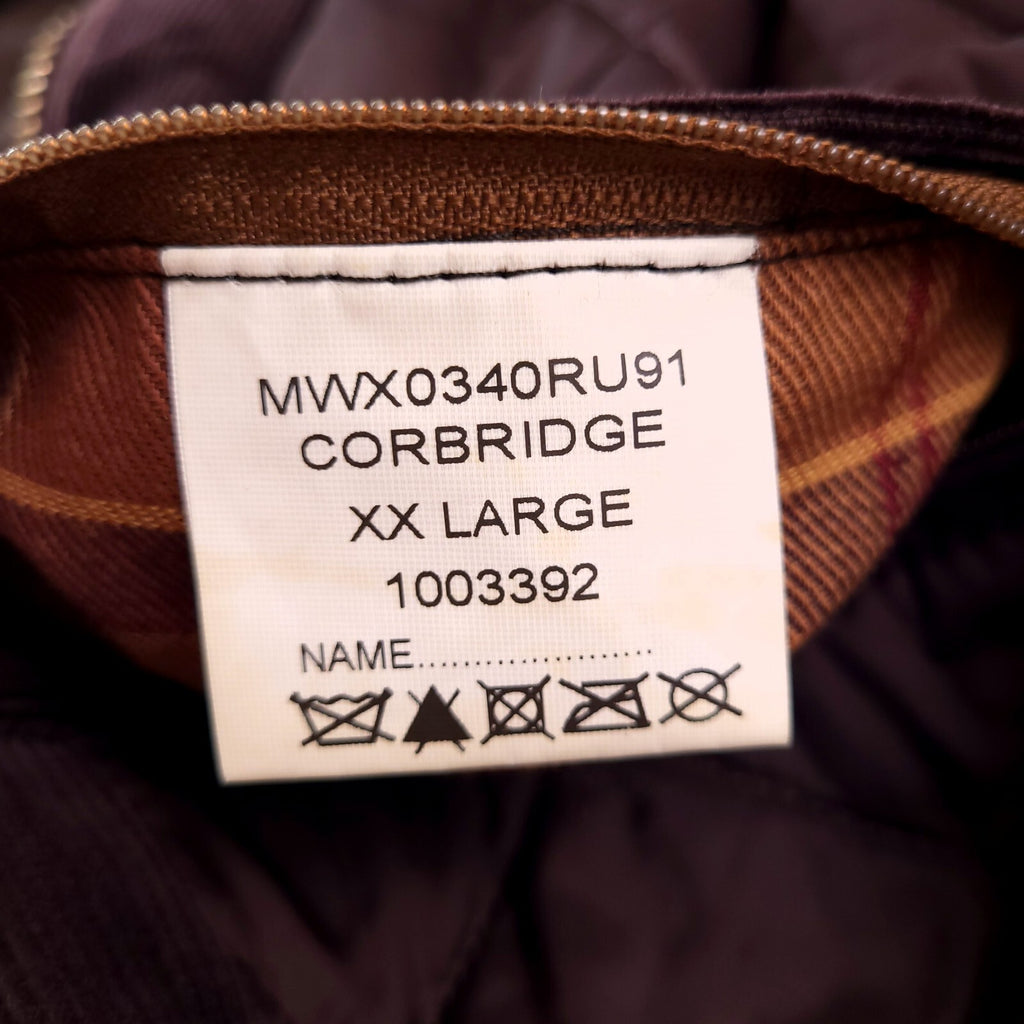 Barbour Corbridge Wax Jacket Mens XXL Regular Fit Brown Quilted Field Coat