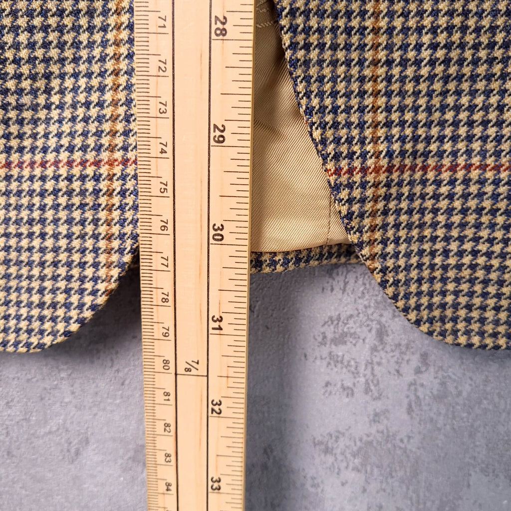 Magee Tweed Wool Blazer Mens 42R Regular Fit Tan Blue Check Jacket Sport Coat