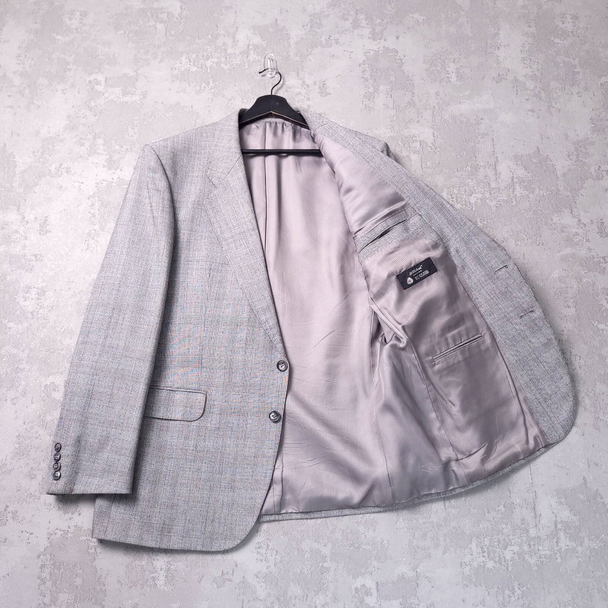 Vintage St Michael Tweed Blazer Jacket Mens 42R Regular Fit Grey Blue Check