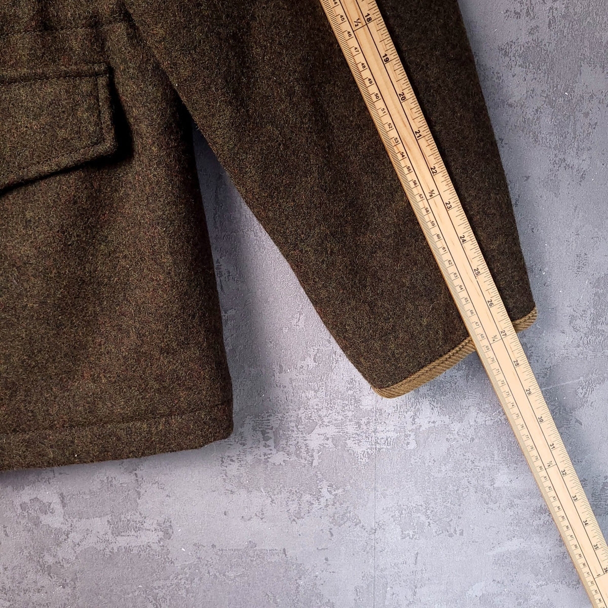 Marks & Spencer Wool Tweed Overcoat Jacket Mens XL Regular Fit Khaki Field